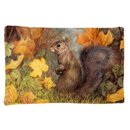 Carolines Treasures Carolines Treasures BDBA0097PILLOWCASE Grey Squirrel in Fall Leaves Fabric Standard Pillowcase BDBA0097PILLOWCASE